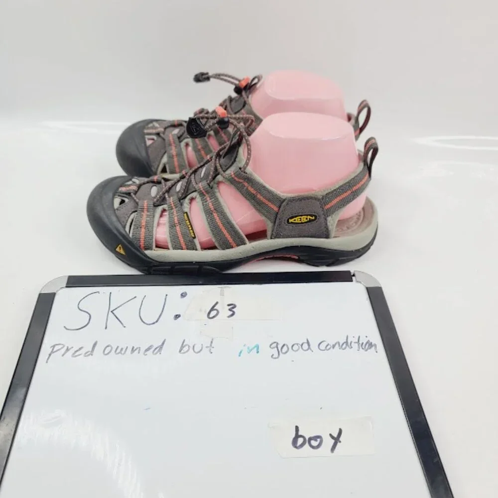 Keen Boy's Gray Hot Coral Newport H2 1010955 Outdoor Trail Trekking Sandal Sz‎ 8